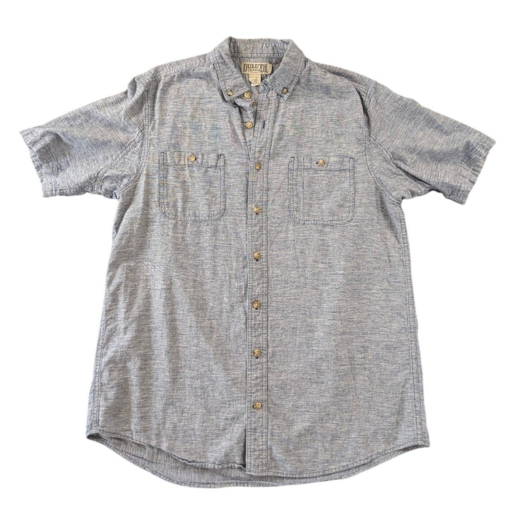 Duluth Trading Co Mens Large Tall Blue Hemp Organic Cotton Short Sleeve Shirt